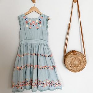 Mini Boden Girls Seafoam Blue Sundress Size 6-7